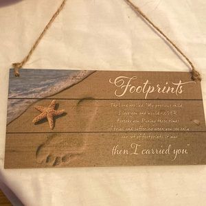 Footprints in the sand scripture wooden sign.